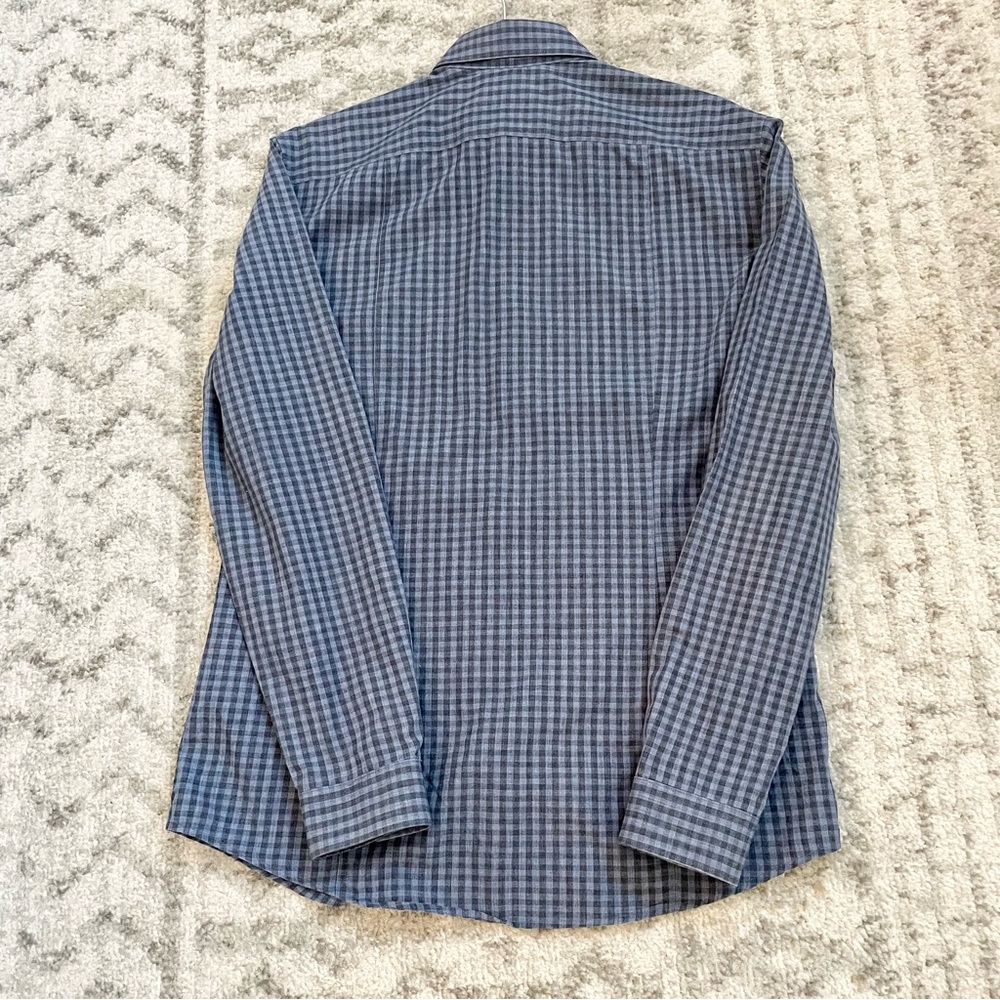 H&M Men’s Blue & Grey Gingham Check Long Sleeve Button Up Shirt - Medium - Picture 4 of 11